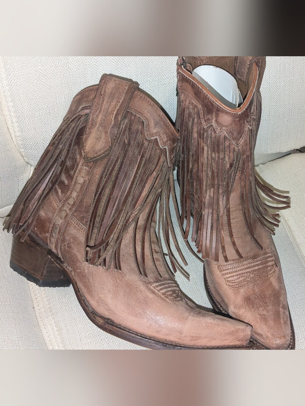 Circle G Brown Fringe Western Ankle Boots - Women